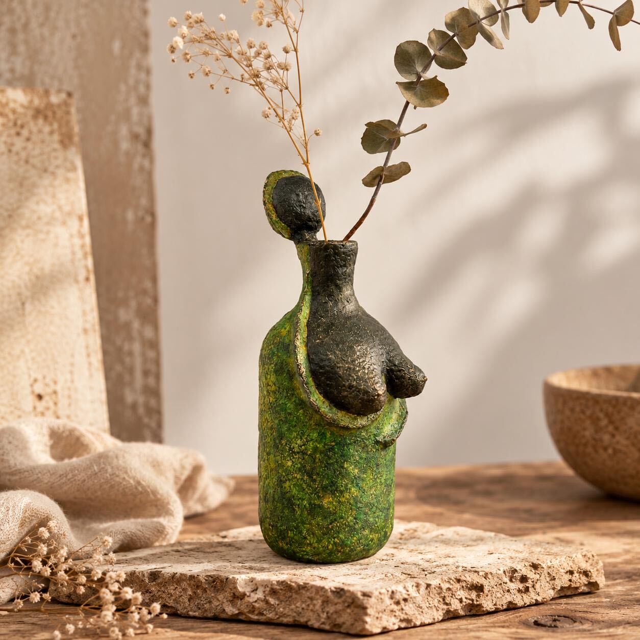 Wild Soul — a papier-mâché sculpture with an organic, untamed form.